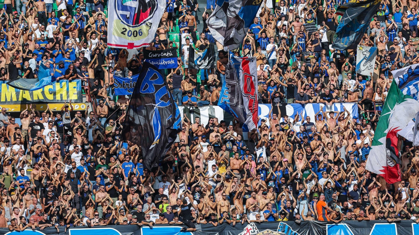 FC Internazionale supporters during Serie A 2023/24 football match between FC Internazionale and Bologna FC at Giuseppe Meazza Stadium, Milan, Italy on October 07, 2023