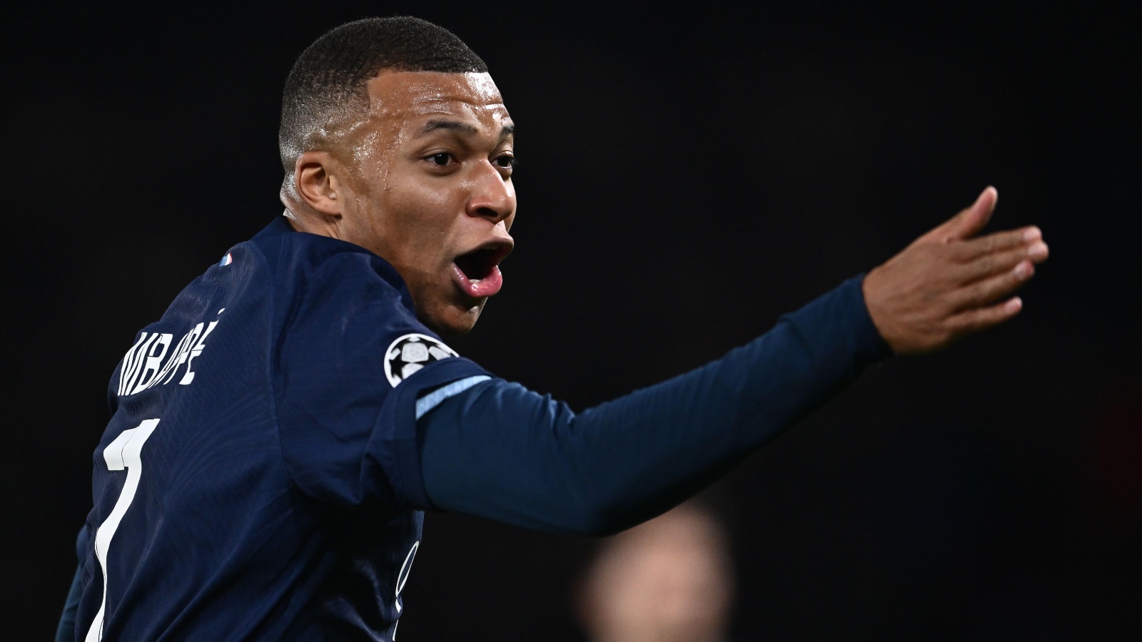 PARIS, FRANCE - OCTOBER 25: Kylian Mbappe of Paris Saint-Germain celebrates after scoring goal during the UEFA Champions League match