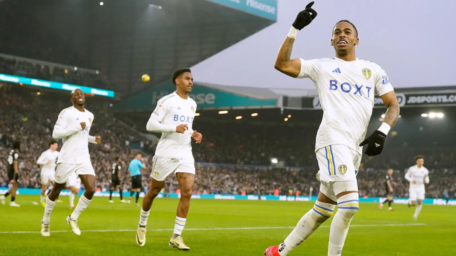 Leeds United's Crysencio Summerville celebrates scoring their side's third goal of the game during the Sky Bet Championship match at Elland Road, Leeds. Picture date: Saturday February 10, 2024.