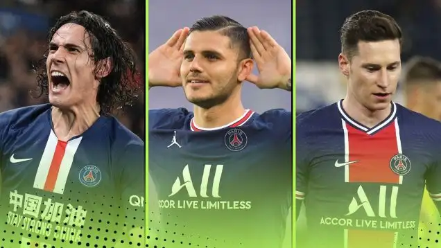 PSG Former Players Quiz featuring (L-R) Edinson Cavani, Mauro Icardi, Julian Draxler