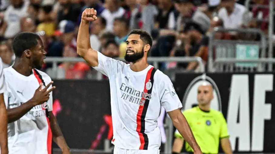 Ruben Loftus-Cheek of AC Milan, Esultanza, Joy After scoring goal, during Cagliari Calcio vs AC Milan, Italian soccer Serie A match in Cagliari, Italy, September 27 2023