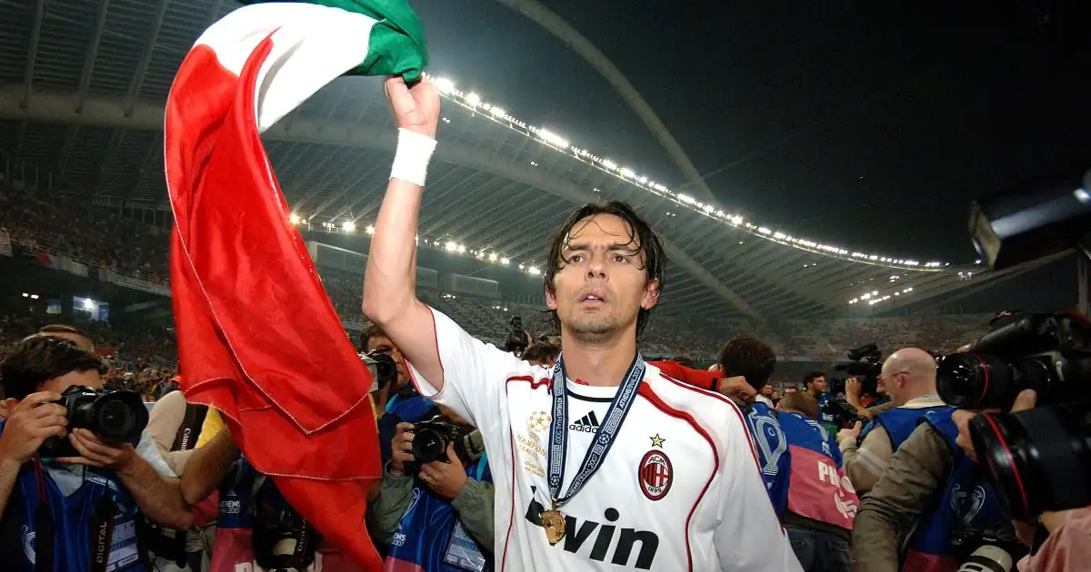 AC Milan striker Filippo Inzaghi after his team beat Liverpool 2-1 in the Champions League final. Olympic Stadium, Athens, Greece. 23 May 2007.