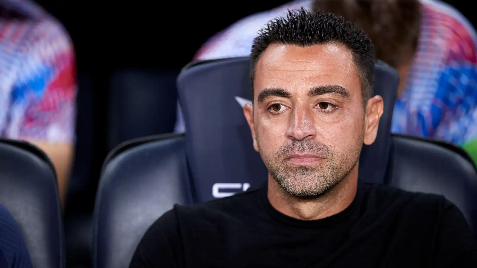 Xavi Hernandez Head coach of FC Barcelona looks on prior the Charity for ELA match between FC Barcelona and Manchester City on August 24, 2022 at Spotify Camp Nou in Barcelona, Spain.