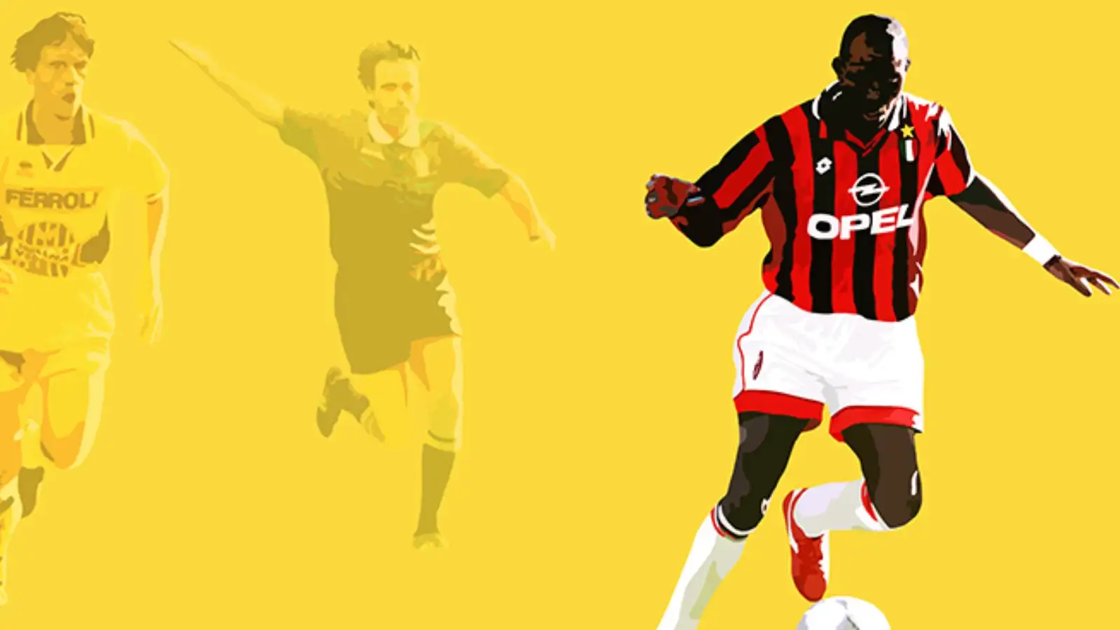 Illustration of George Weah scoring for AC Milan against Verona.