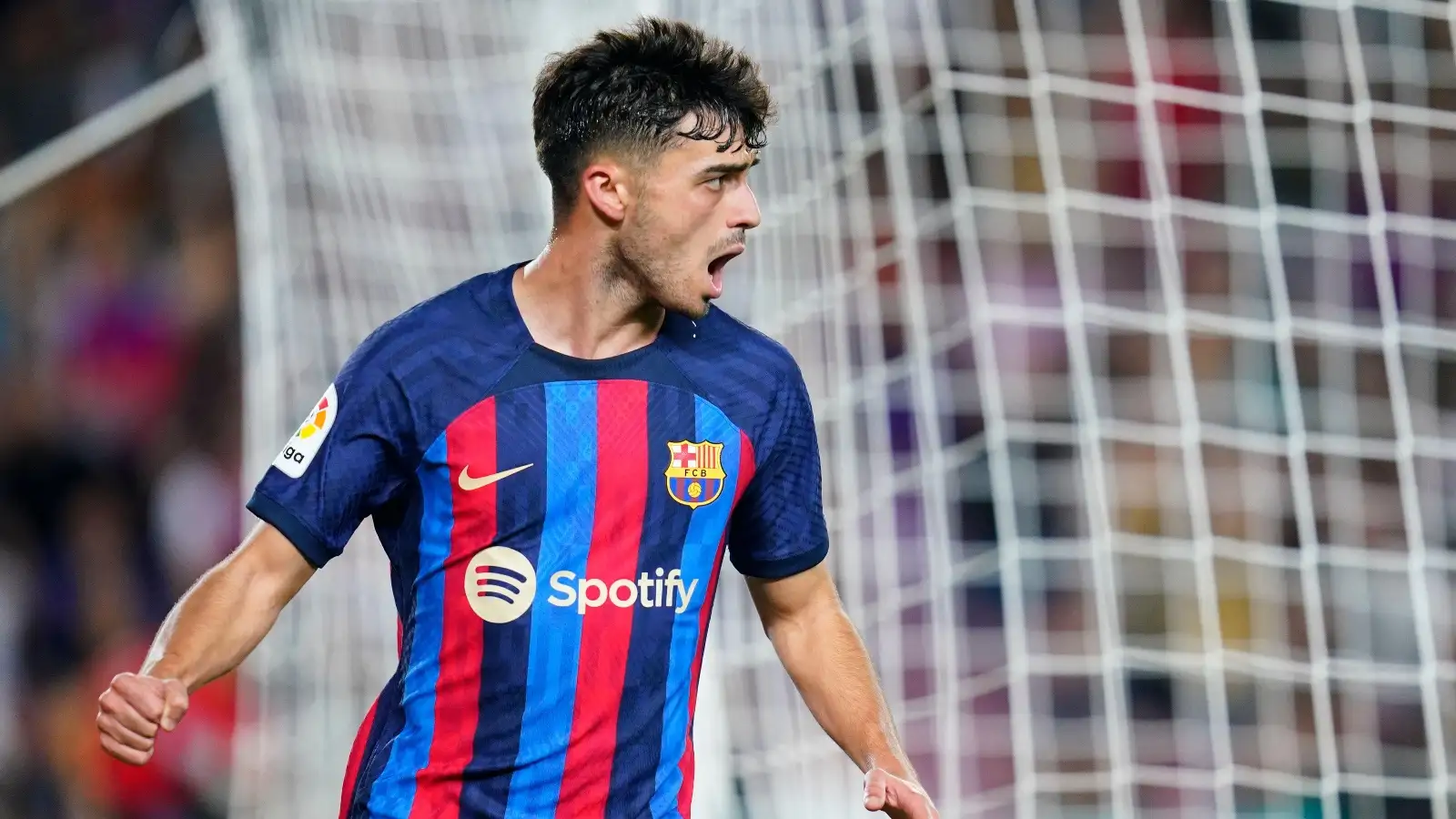 Pedro Gonzalez Pedri of FC Barcelona celebrates his goal during the La Liga match between FC Barcelona and RC Celta played at Spotify Camp Nou Stadium on October 9, 2022 in Barcelona, Spain.