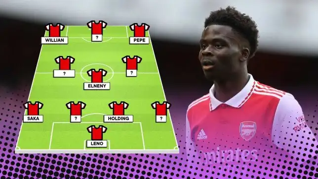 The Arsenal XI from Bukayo Saka's last game at left back